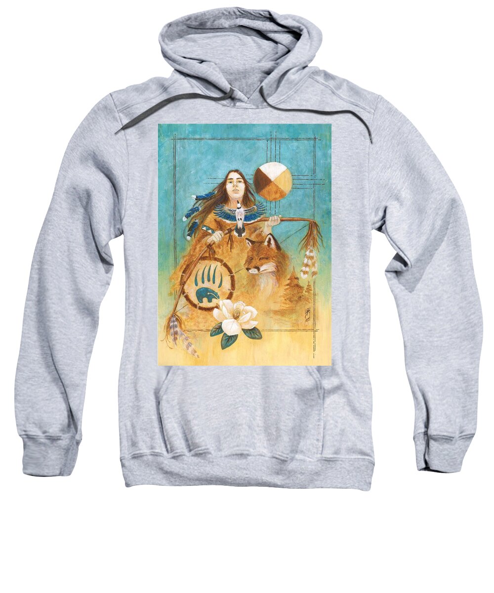 Brandy Woods Sweatshirt featuring the painting Shaman's Path by Brandy Woods