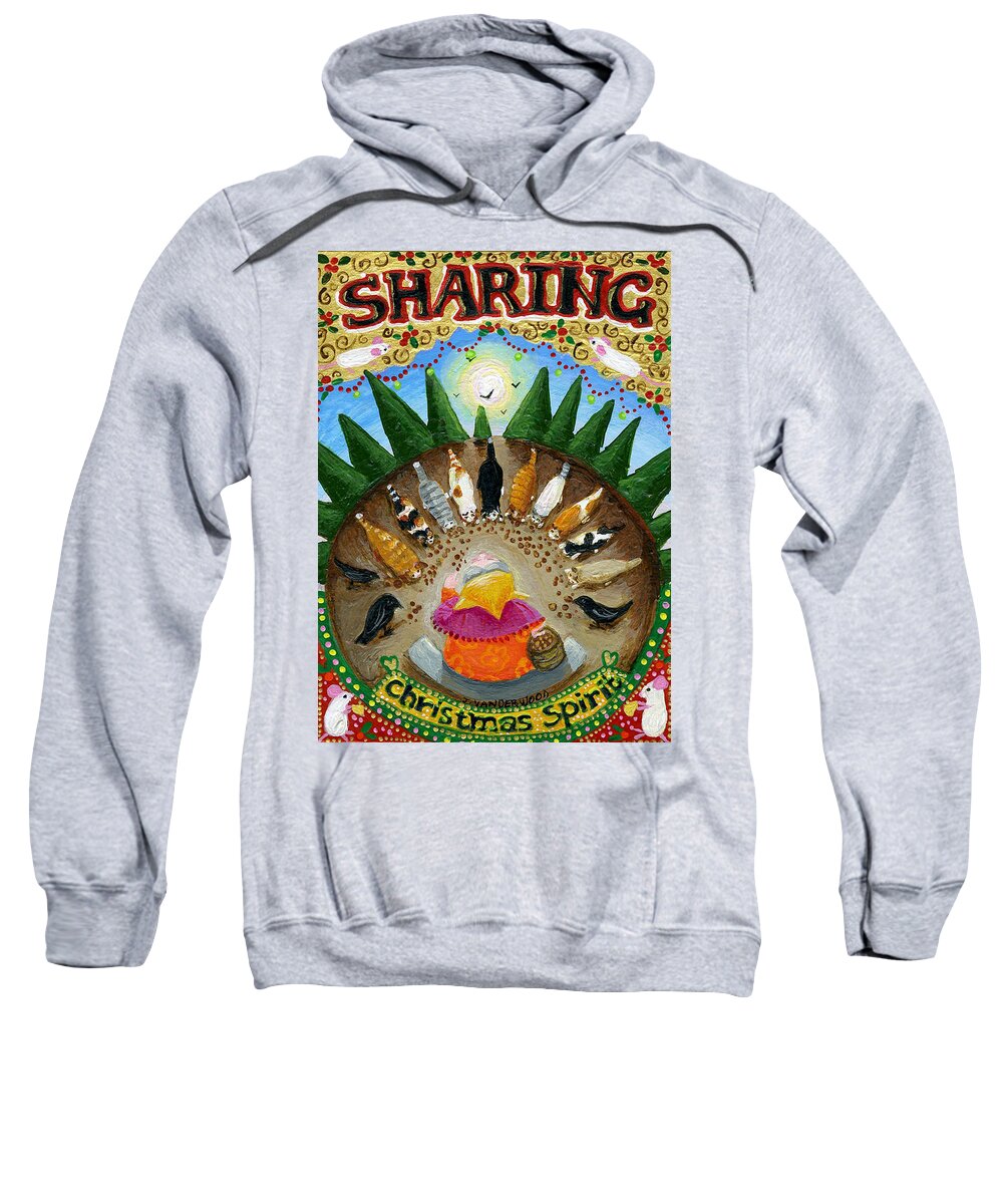 Cats Sweatshirt featuring the painting Sharing Christmas Spirit by Jacquelin L Westerman