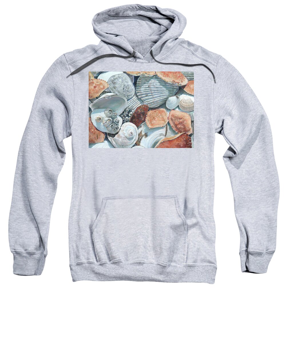 Birdseye Art Studio Sweatshirt featuring the painting Shells of the Puget Sound by Nick Payne