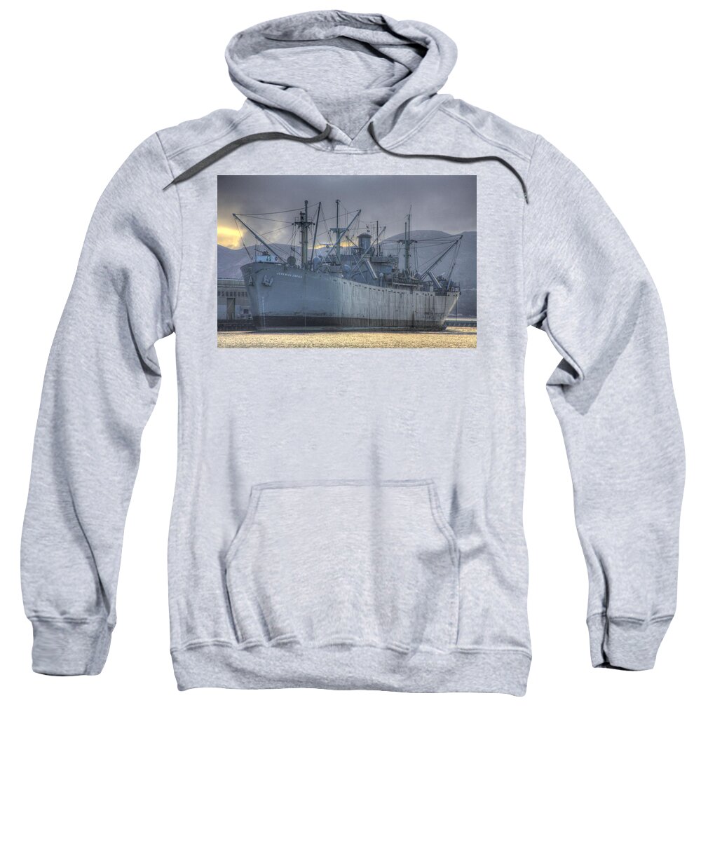 Bay Area Sweatshirt featuring the photograph Ship at the harbor by Randy Wehner