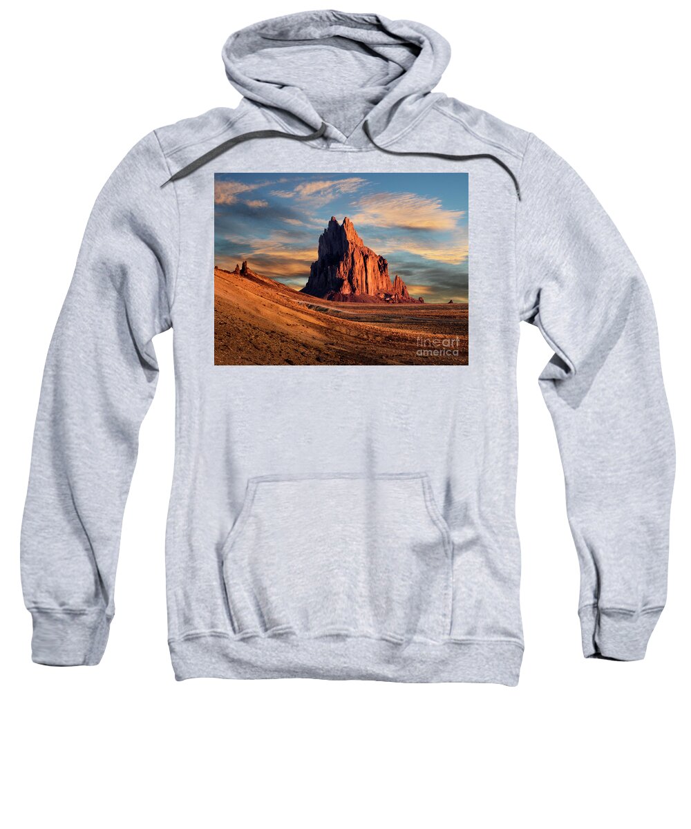 Shiprock Sunrise New Mexico Sweatshirt featuring the photograph Shiprock Sunrise New Mexico by Bob Christopher