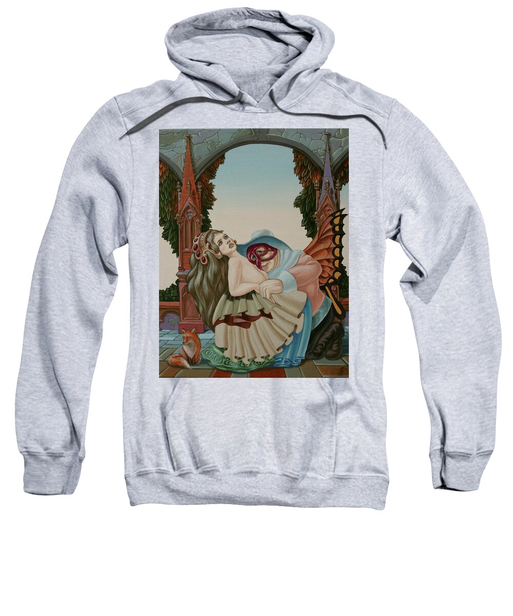 Freud Sweatshirt featuring the painting Sigmund Freud With a Fox by Victor Molev