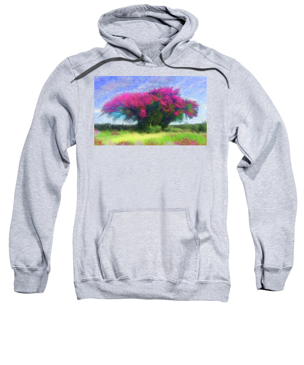 Silk Floss Tree Sweatshirt featuring the digital art Silk Floss Tree by Caito Junqueira