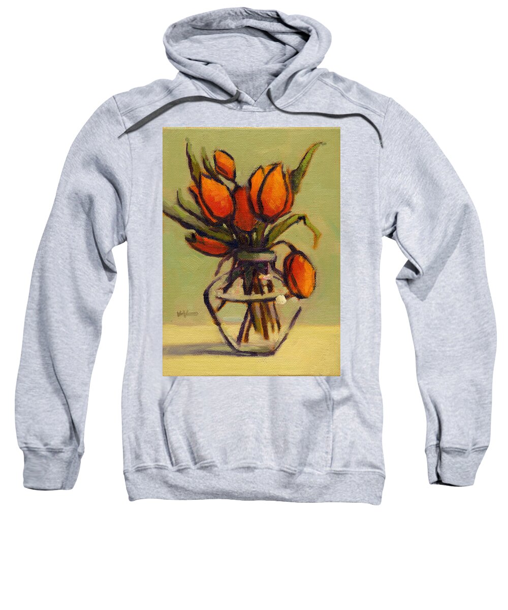 Orange Sweatshirt featuring the painting Simple Elegance by Konnie Kim