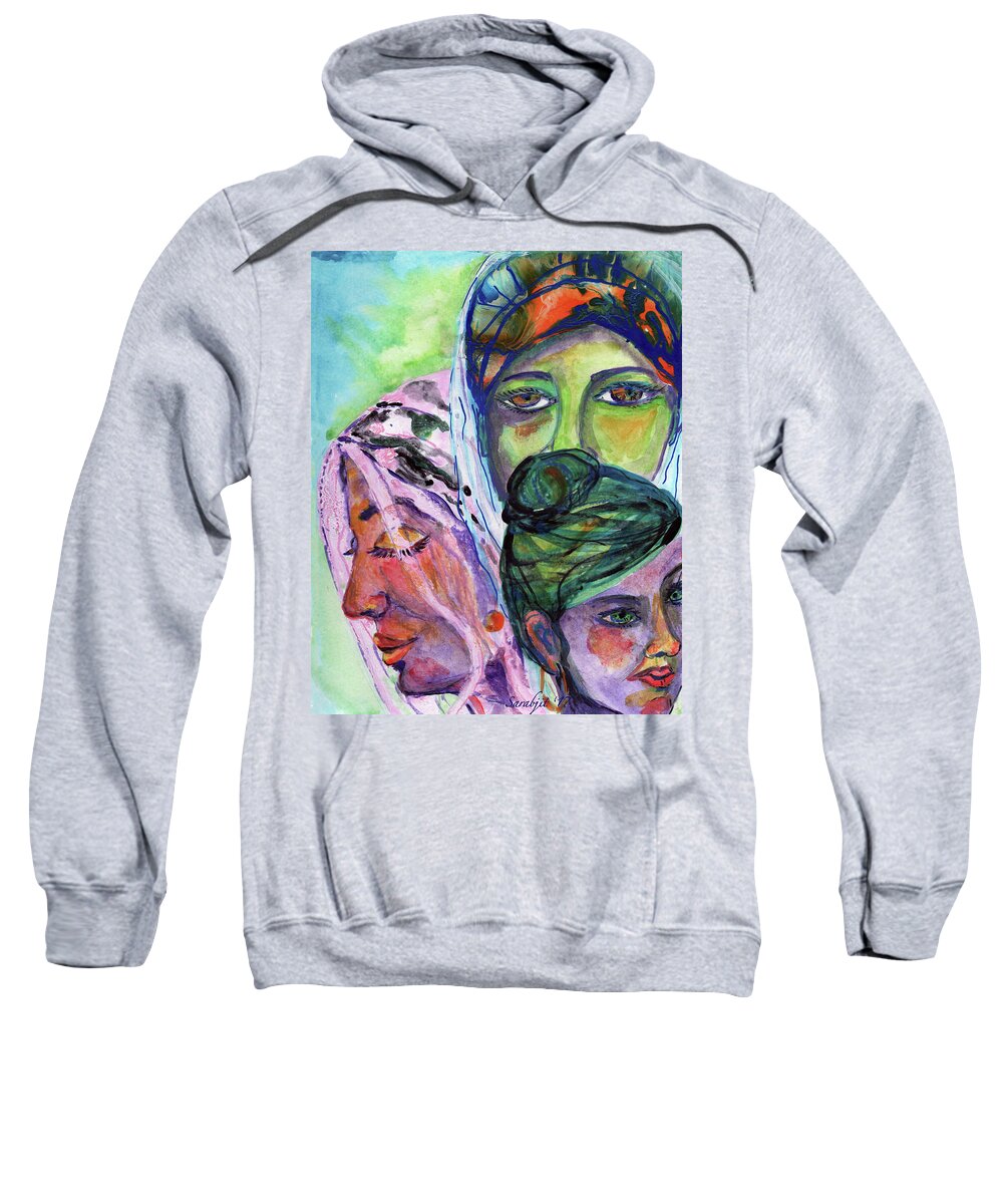 Singhs Sweatshirt featuring the painting Singhs and Kaurs-1 by Sarabjit Singh