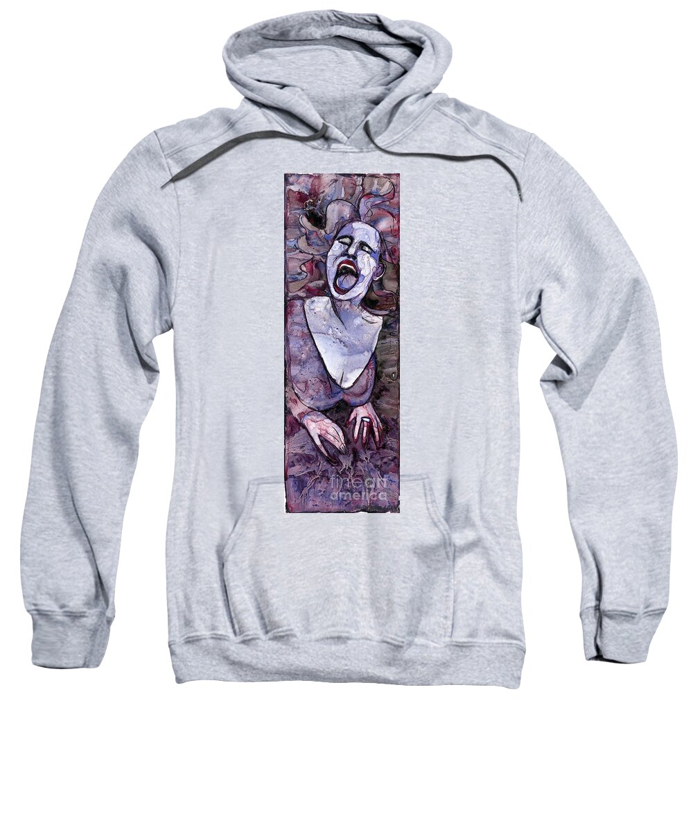 Art Sweatshirt featuring the painting Singing Lady-Rock and Roll by Amy Stielstra
