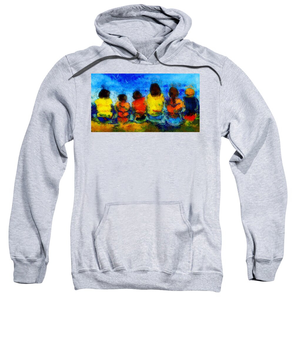 Children Sweatshirt featuring the photograph Six On the Shore by Claire Bull