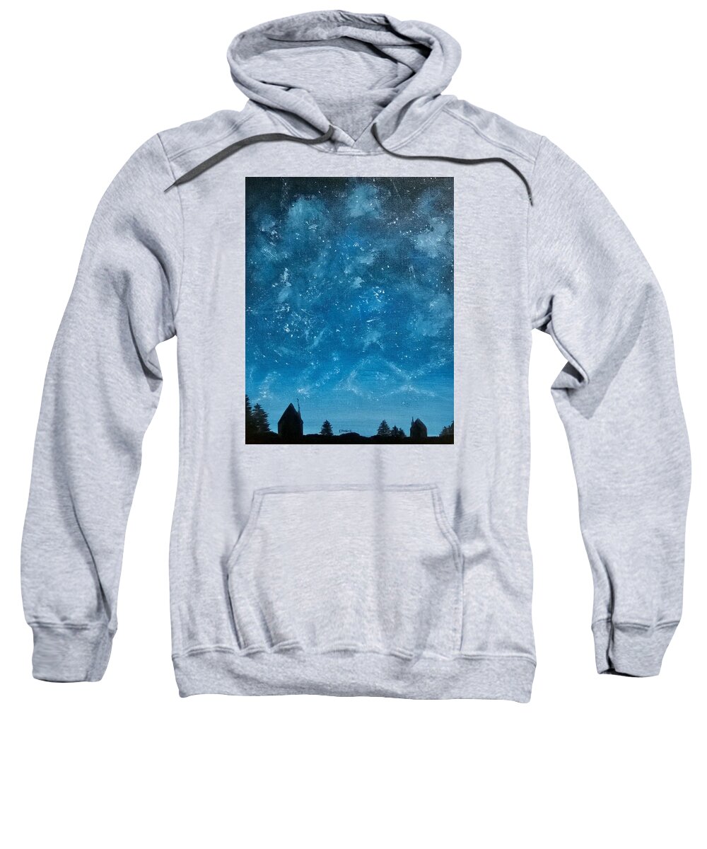 Blue Sweatshirt featuring the painting Sky Show by Stephanie Ekwere