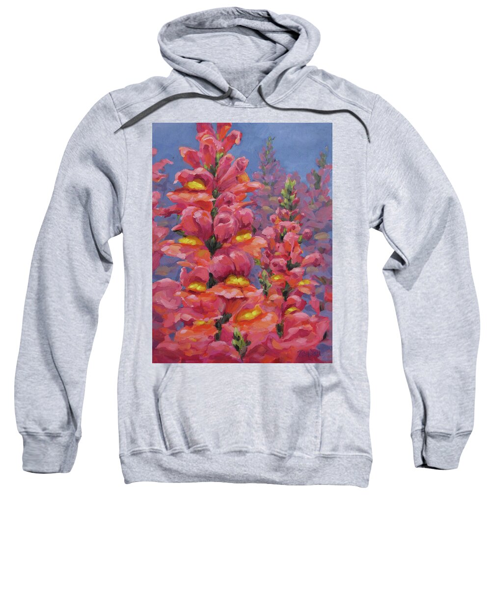 Floral Sweatshirt featuring the painting Snapdragons by Karen Ilari