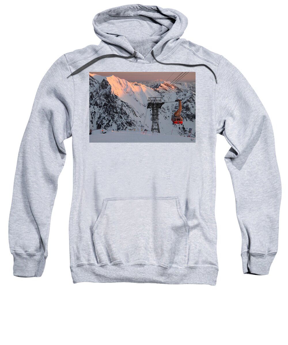 Landscape Sweatshirt featuring the photograph Snowbird Sunrise Tram by Brett Pelletier