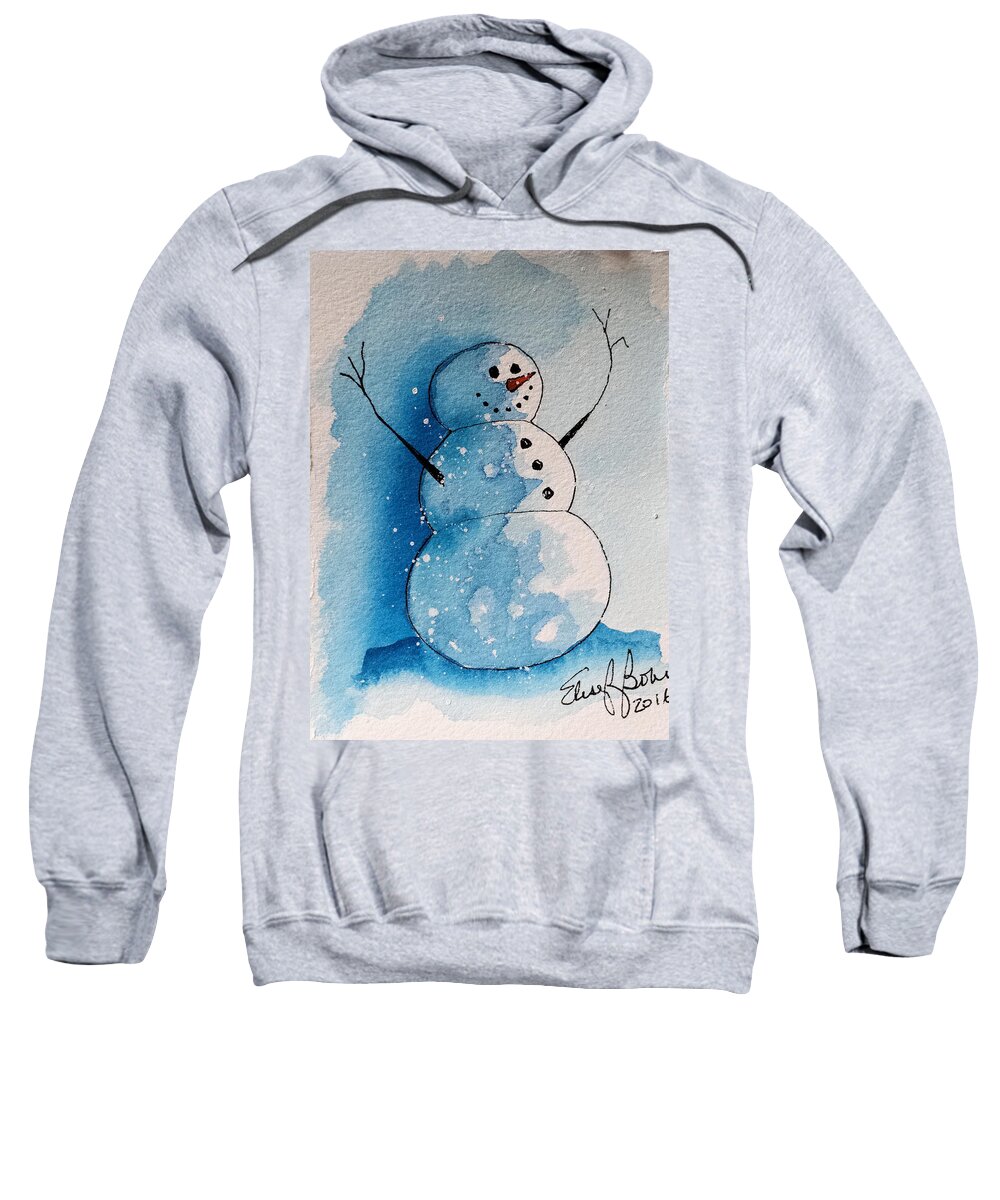 Snowman Sweatshirt featuring the painting Snowman 2016  5 by Elise Boam
