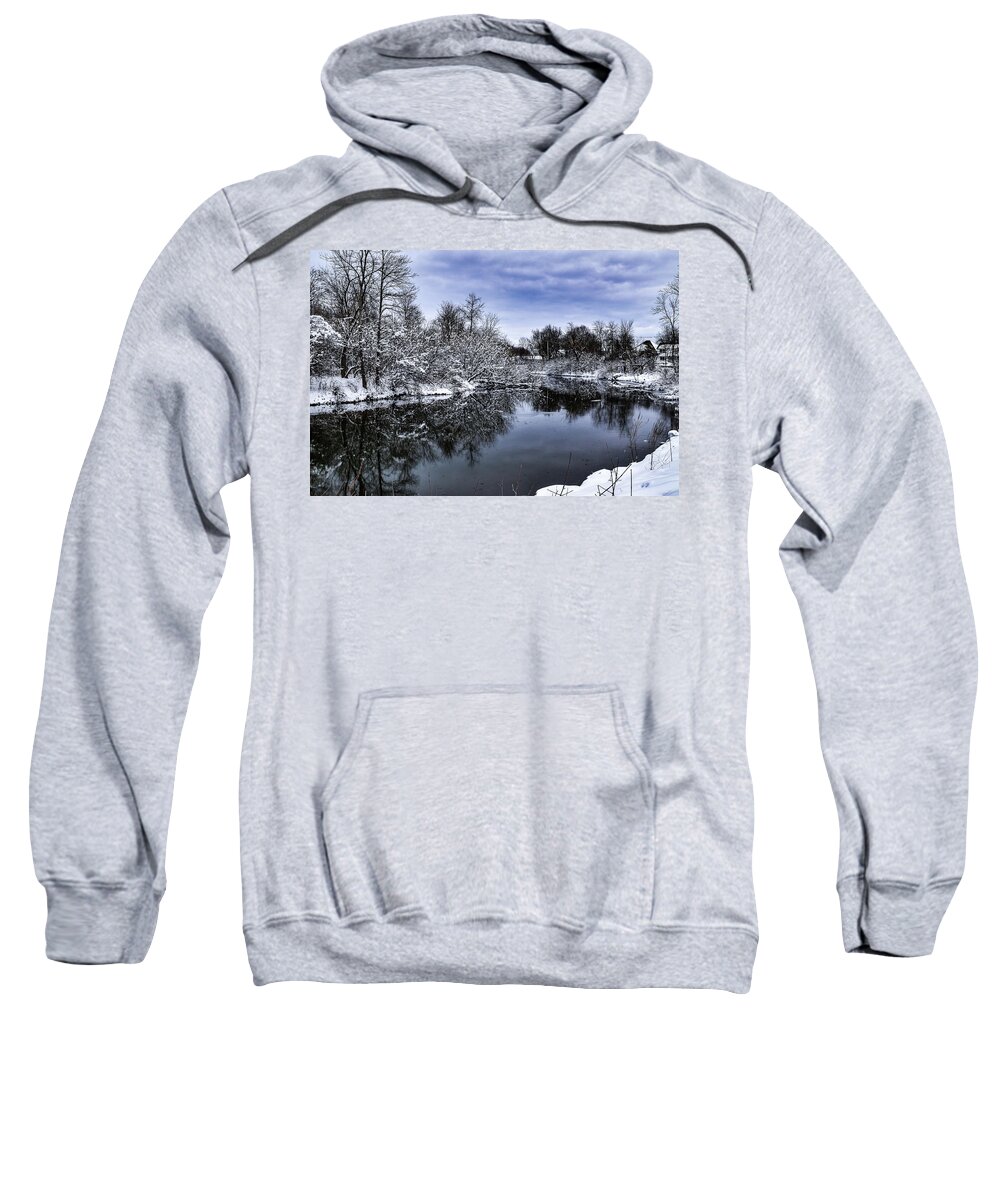 Snow Sweatshirt featuring the photograph Snowy Ellicott Creek by Nicole Lloyd