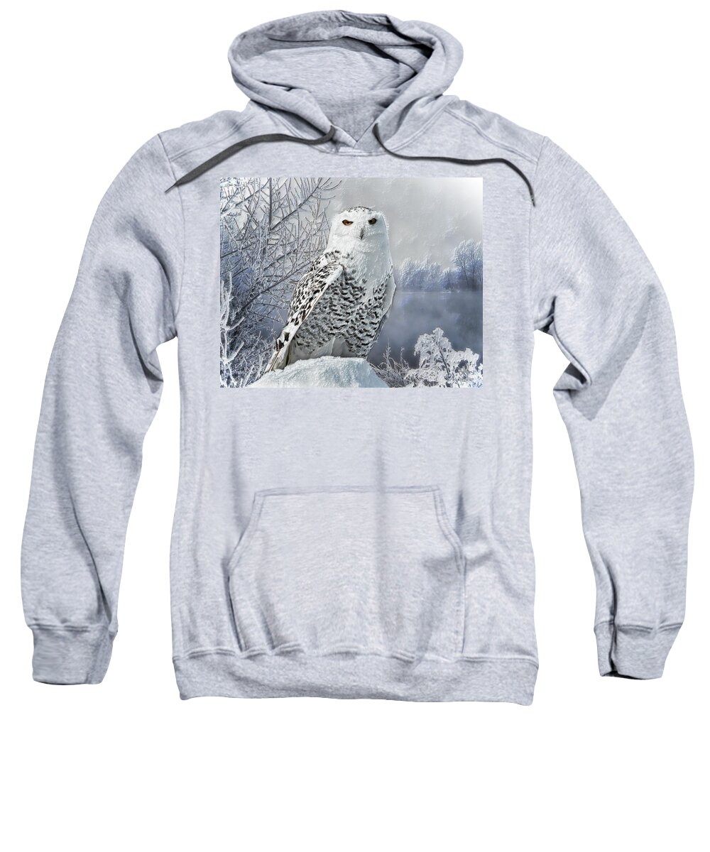 Snowy Owl Sweatshirt featuring the digital art Snowy Owl by Pennie McCracken