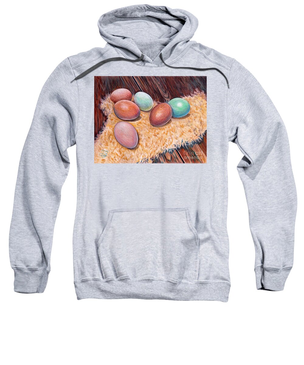 Eggs Sweatshirt featuring the drawing Soft Eggs by Nancy Cupp