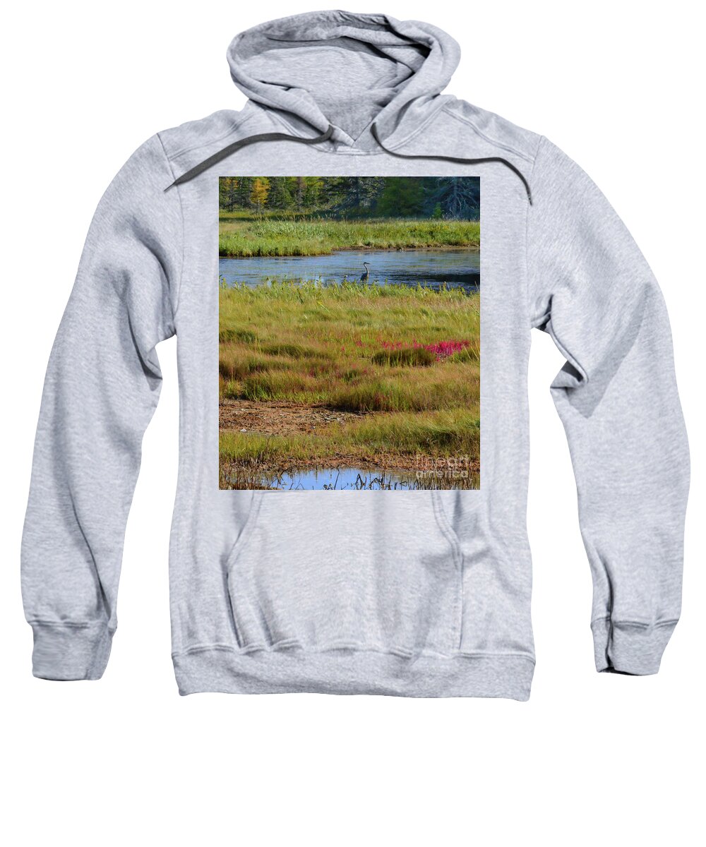 Marsh Sweatshirt featuring the photograph Somesville Marsh by Barry Bohn