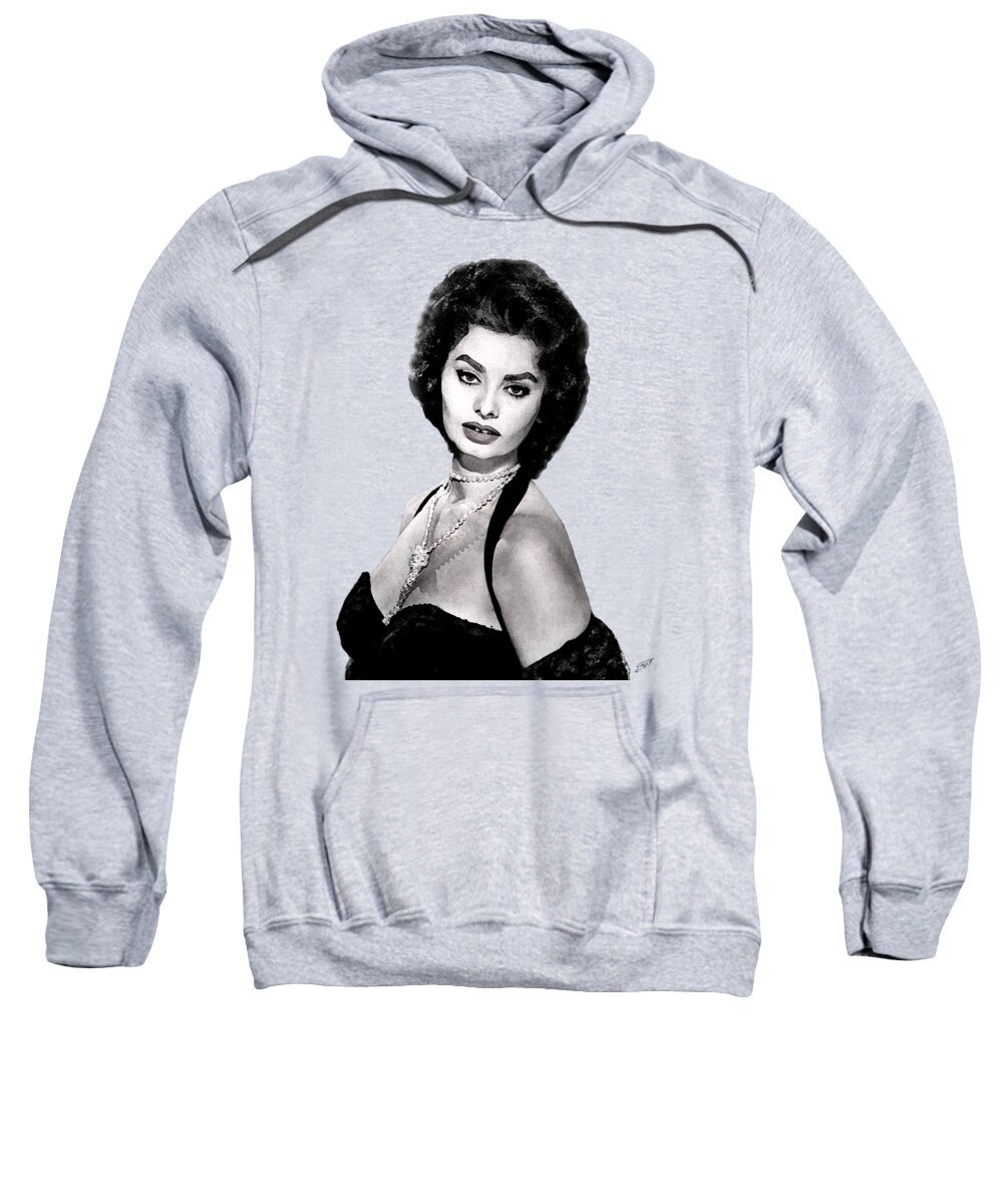 Sophia Loren Sweatshirt featuring the painting Sophia Loren digital portrait by Art by Magdalene