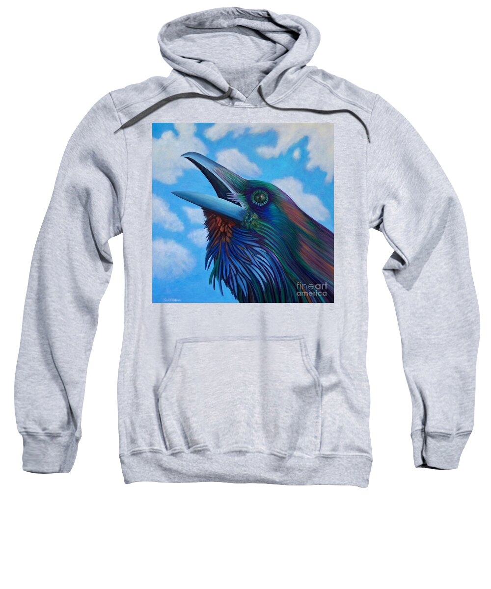 Raven Sweatshirt featuring the painting Soul Call by Brian Commerford
