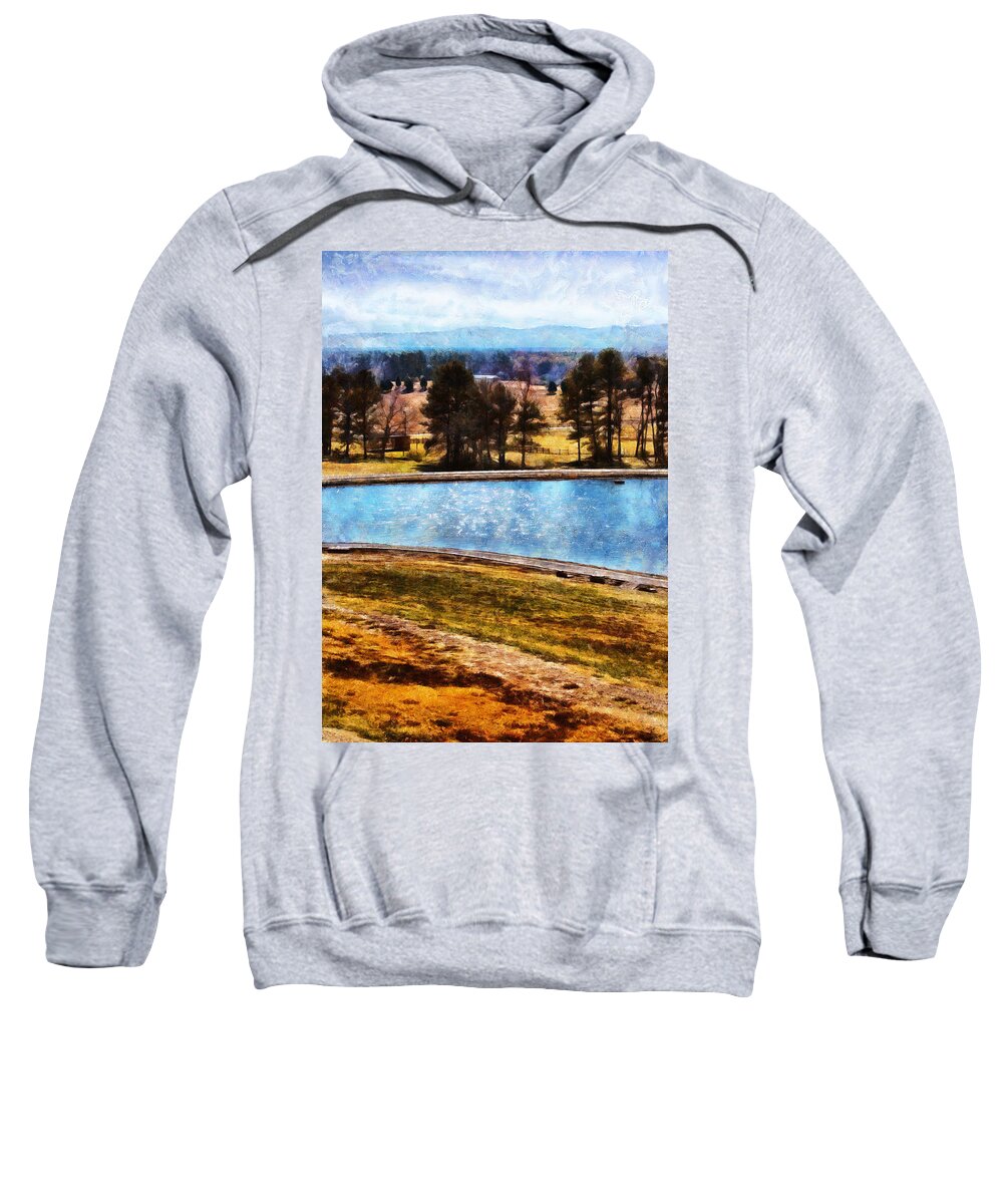 Farm Sweatshirt featuring the digital art Southern Farmlands by JGracey Stinson