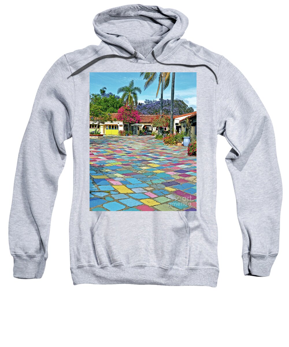 Happy Place Sweatshirt featuring the photograph Spanish Village Art Center - Balboa Park, San Diego, California by Denise Strahm