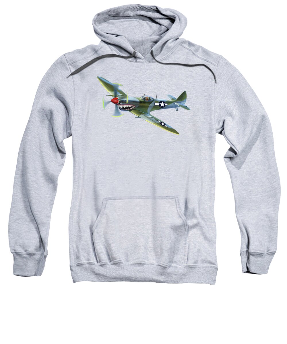 Spitfire Sweatshirt featuring the digital art Spitfire Over Hawaii by Glenn Holbrook