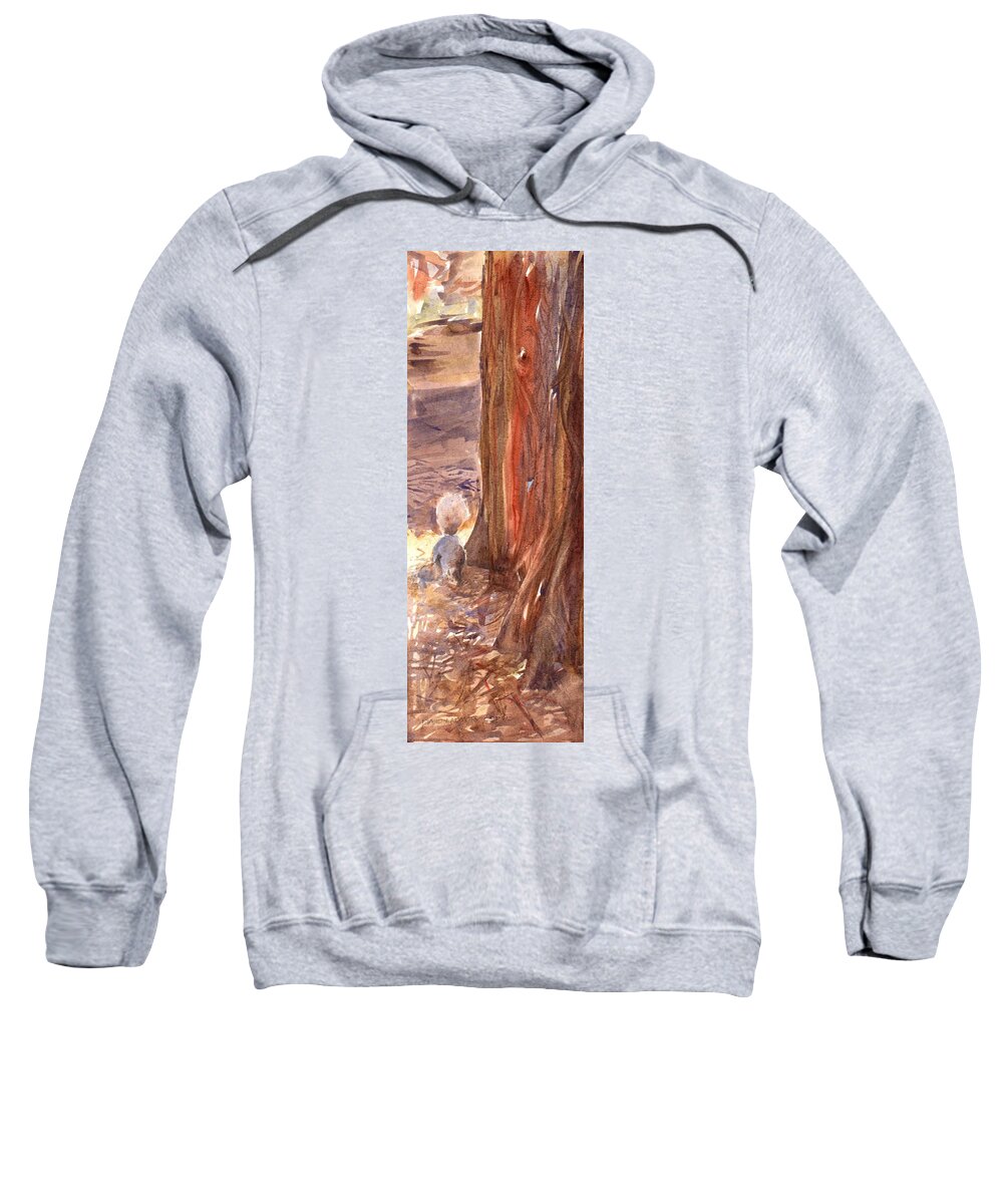 Squirrel Sweatshirt featuring the painting Squirrel by David Ladmore