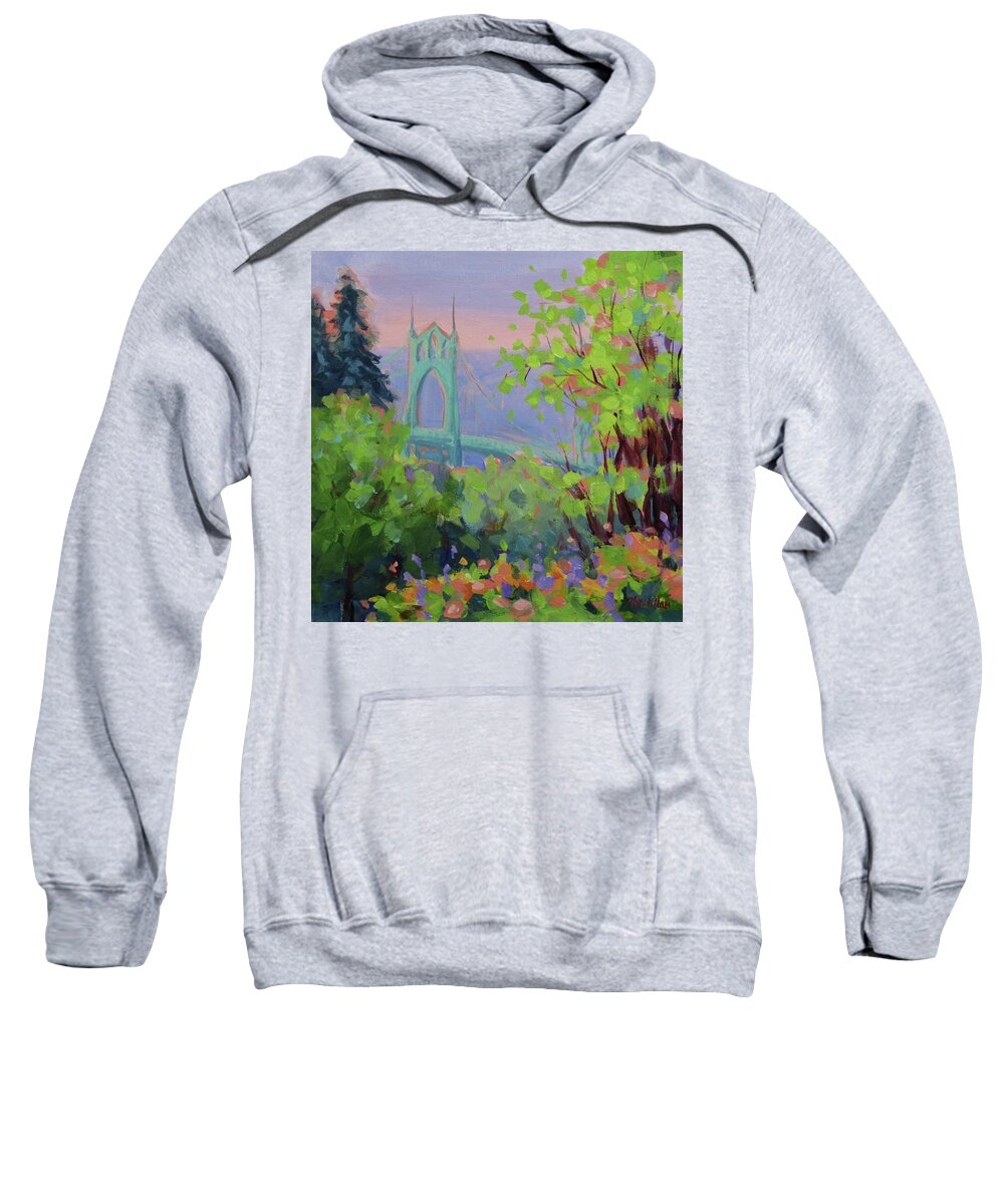 Portland Sweatshirt featuring the painting St Johns by Karen Ilari