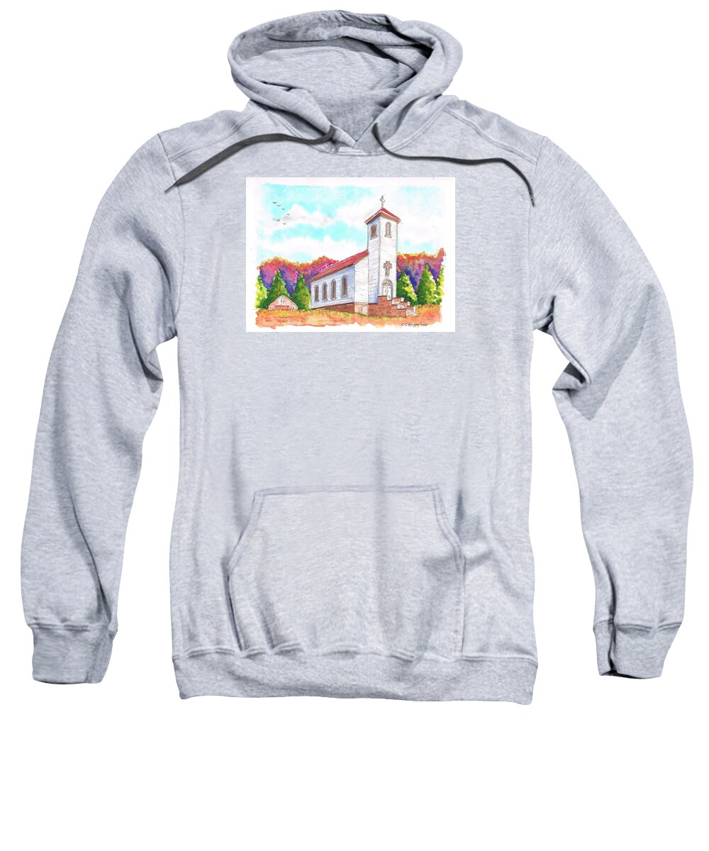 St. Peter's Catholic Church Sweatshirt featuring the painting St. Peter's Catholic Church, Fayette, MI by Carlos G Groppa