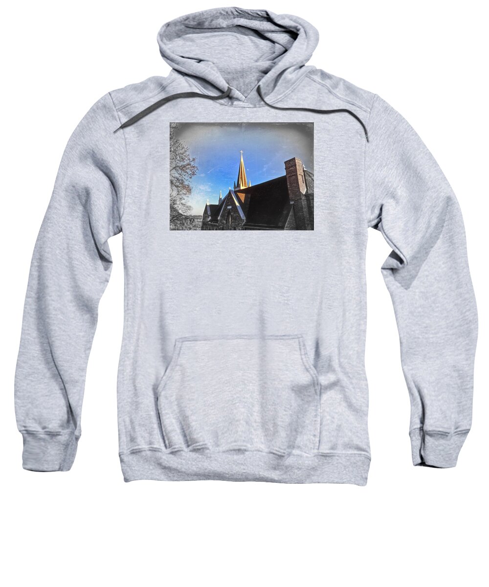Church Sweatshirt featuring the photograph St. Peter's Spire by Chris Montcalmo
