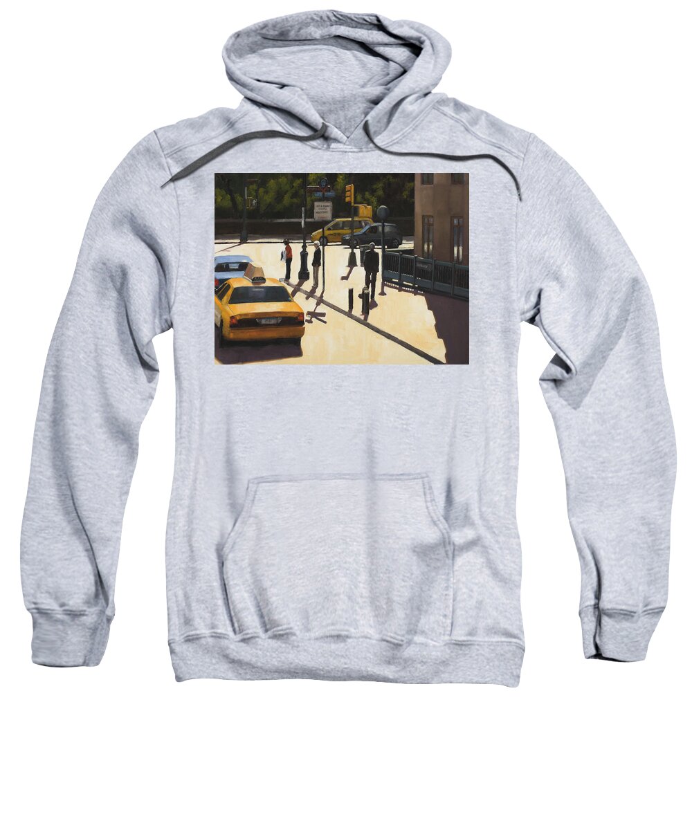 Sun Sweatshirt featuring the painting Standing on the corner by Tate Hamilton