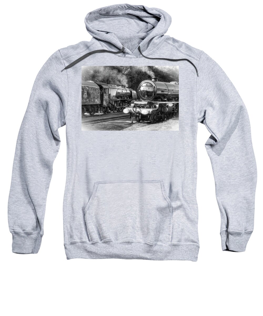 Steam Sweatshirt featuring the photograph Stanier Pacifics at Swanwick by David Birchall