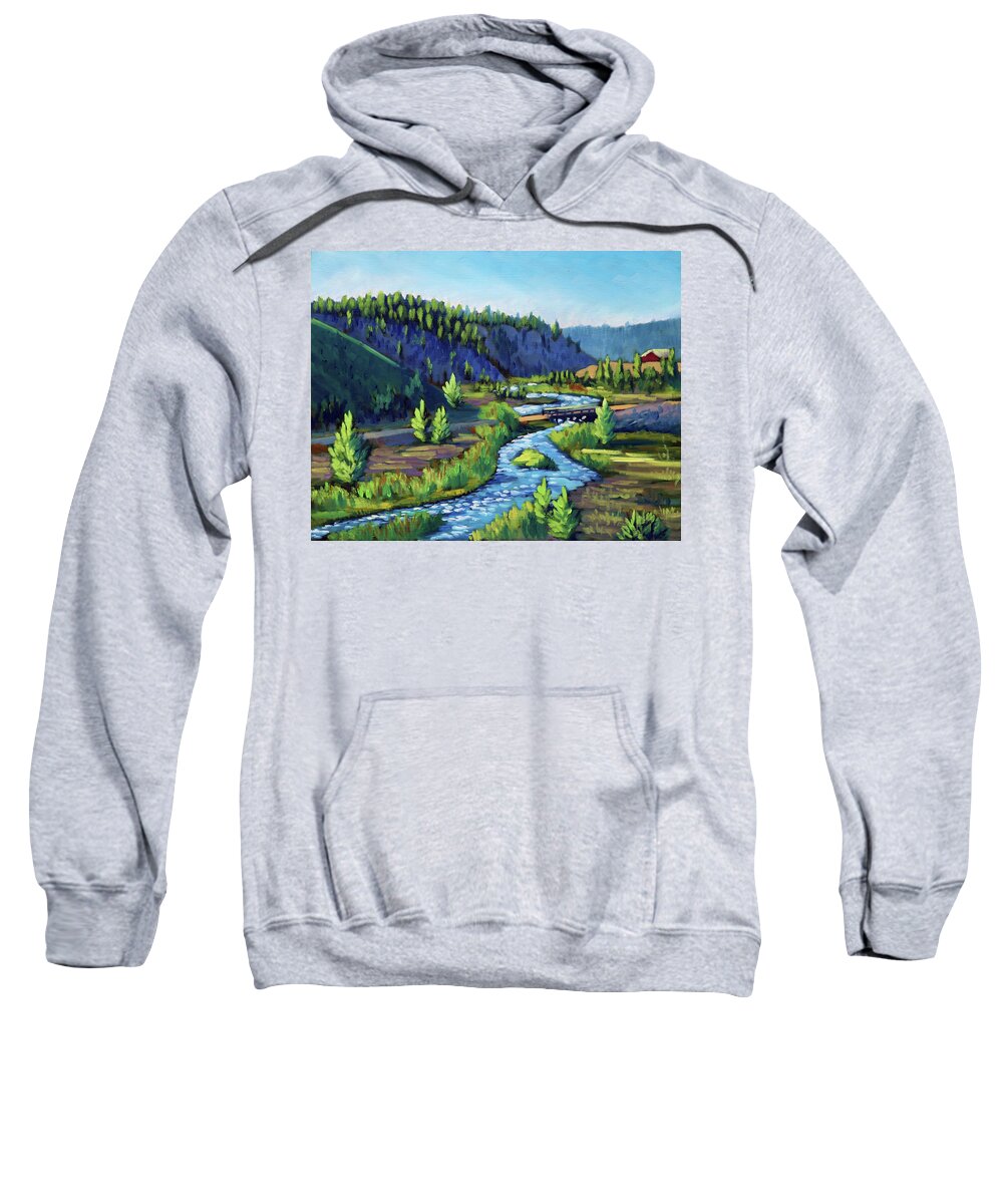 Stanley Sweatshirt featuring the painting Stanley Creek by Kevin Hughes