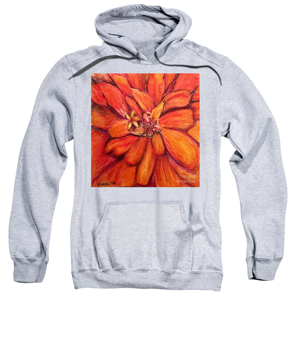 Macro Sweatshirt featuring the drawing Star Flower by Vonda Lawson-Rosa