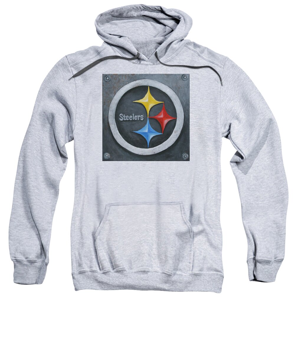 Nfl Sweatshirt featuring the painting Steelers by Donna Tucker