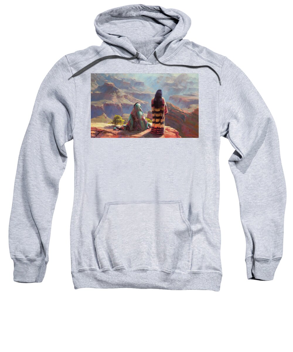 Southwest Sweatshirt featuring the painting Stillness by Steve Henderson
