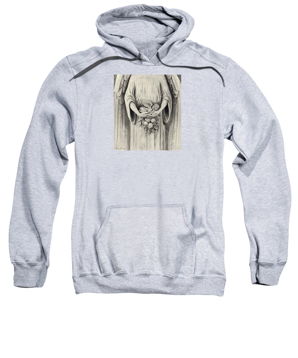 Black And White Sweatshirt featuring the photograph Jonti and the Stone Angel by Anne Geddes