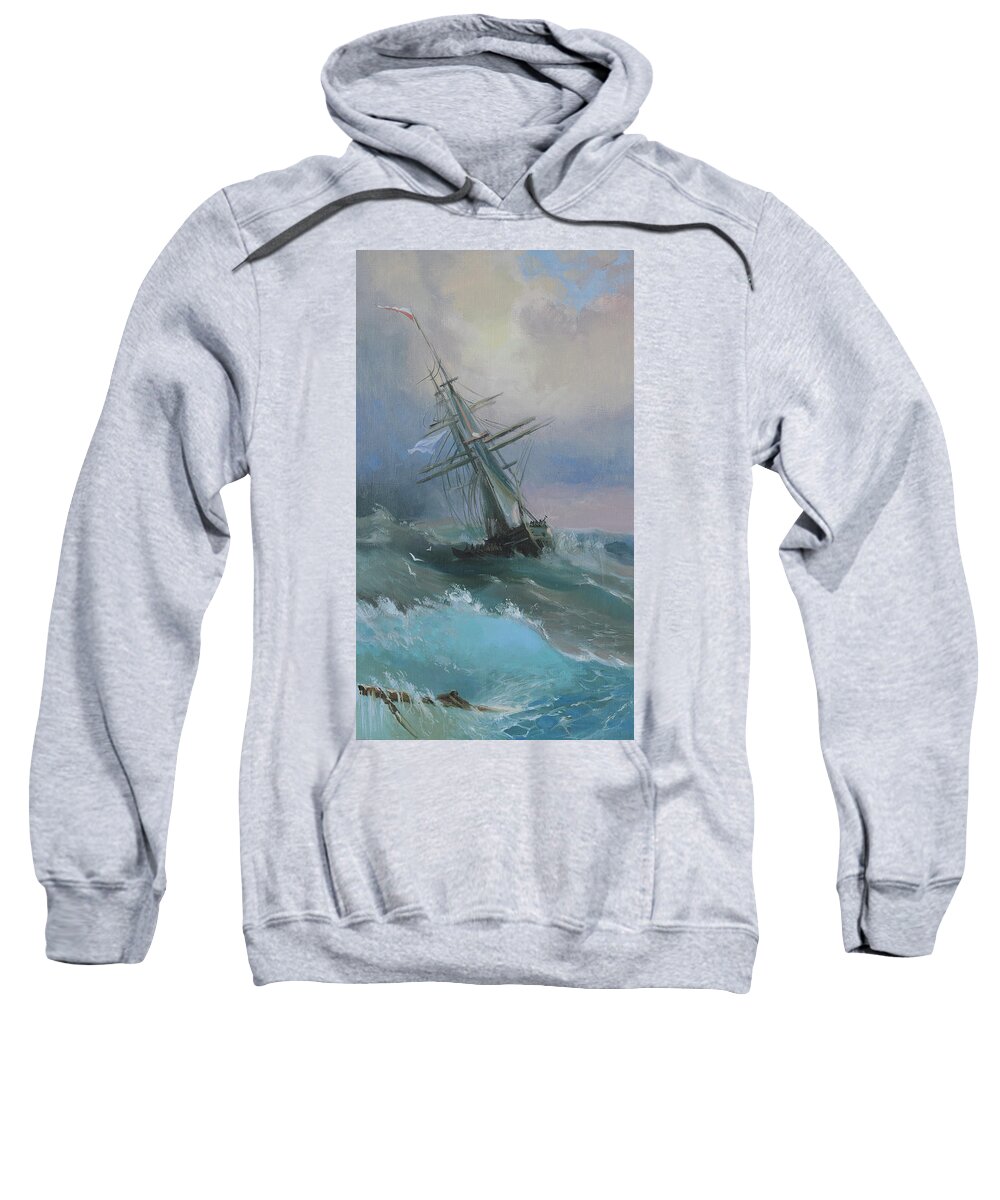 Russian Artists New Wave Sweatshirt featuring the painting Stormy Sails by Ilya Kondrashov