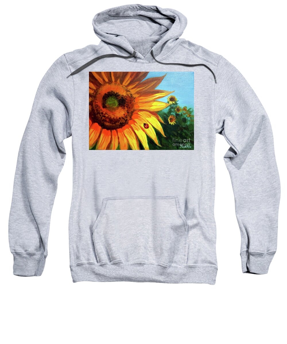 Sunflower Sweatshirt featuring the painting Striking Sunflower by Yoonhee Ko
