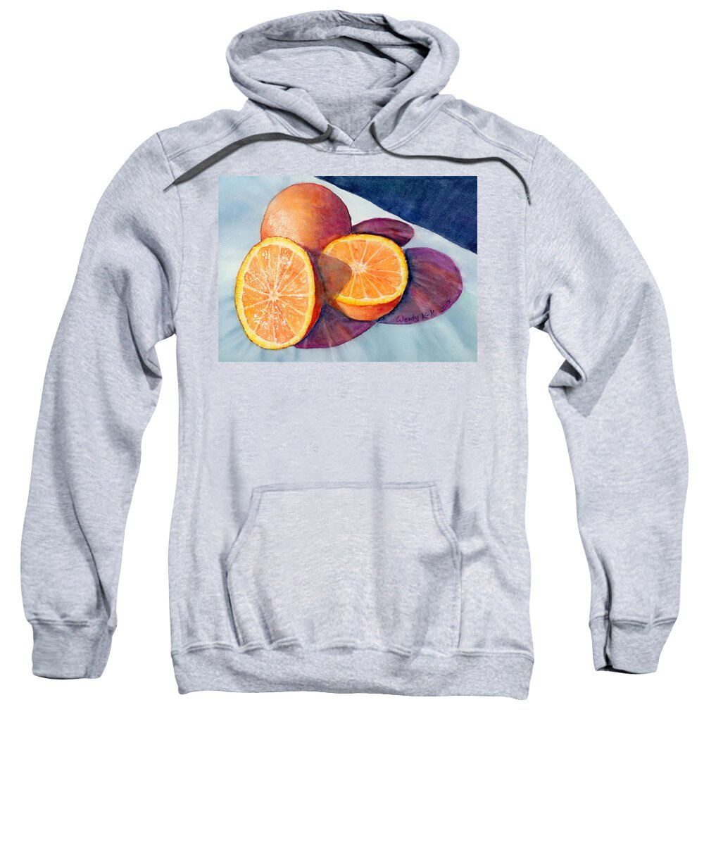 Orange Sweatshirt featuring the painting Study in Oranges by Wendy Keeney-Kennicutt