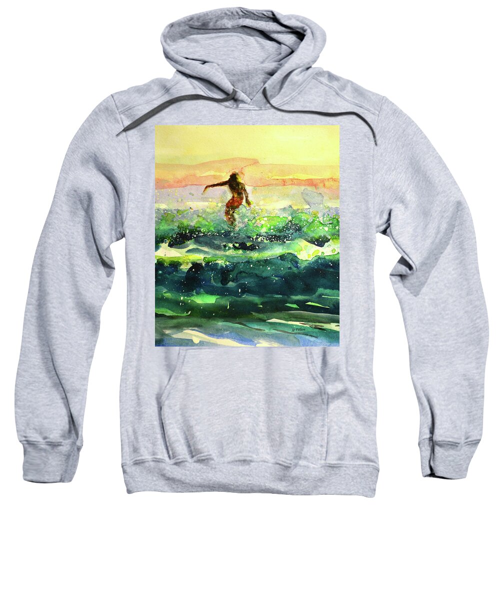 Surfer Art Sweatshirt featuring the painting Study of a surfer 1 by Julianne Felton