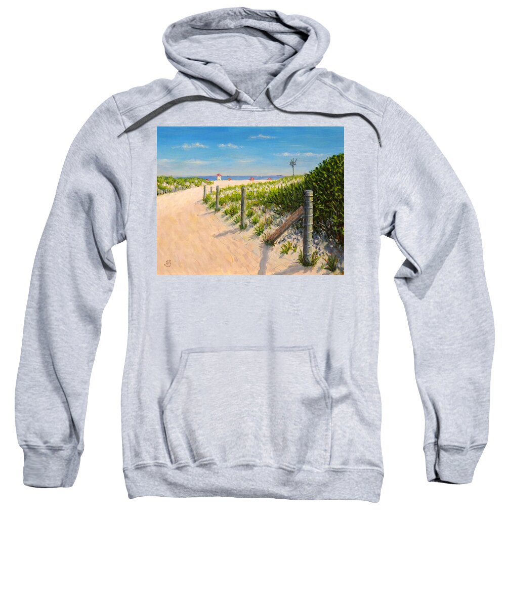 Beach Scene Sweatshirt featuring the painting Summer 12-28-13 by Joe Bergholm