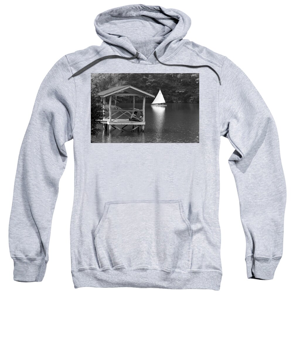 Summer Camp Sweatshirt featuring the photograph Summer Camp Black and White 1 by Michael Fryd