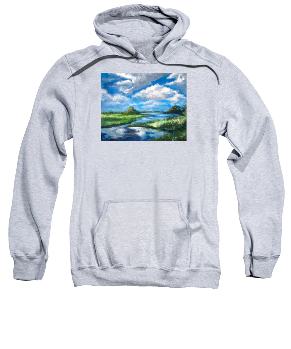 Sky Sweatshirt featuring the painting Summer Clouds by Barbara O'Toole