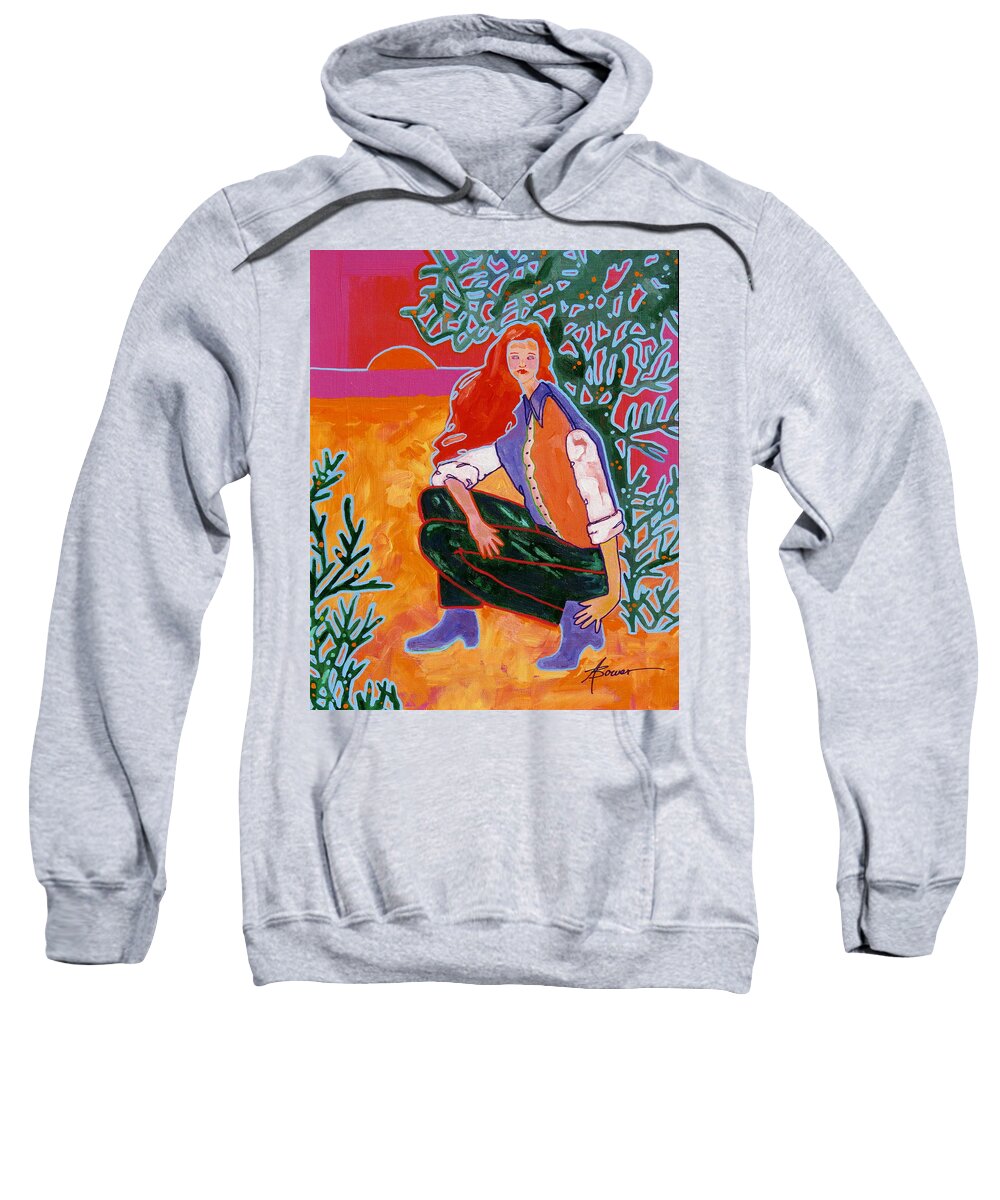 Woman Sweatshirt featuring the painting Sundown by Adele Bower