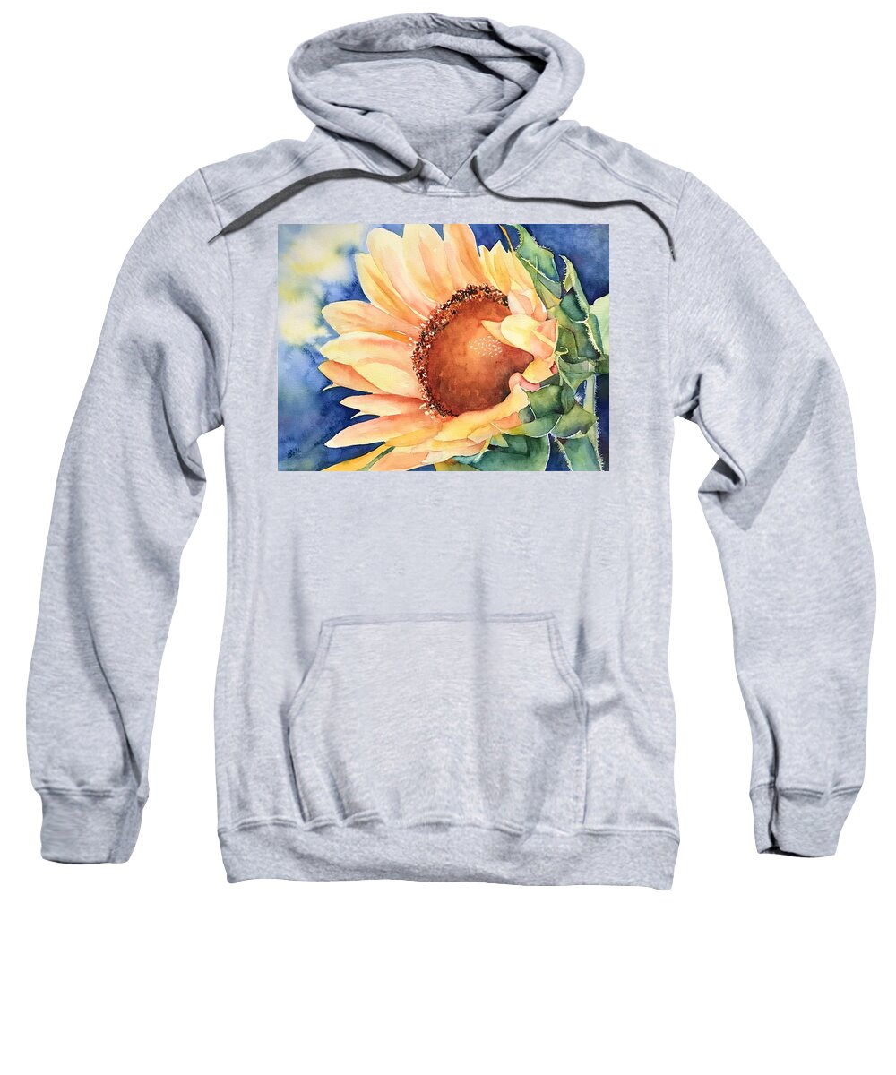 Yellow Sweatshirt featuring the painting Sunflower 1 by Beth Fontenot