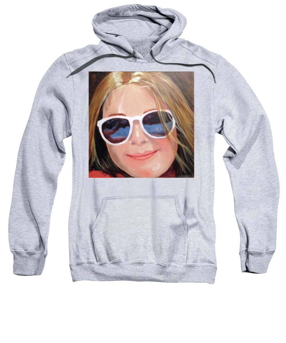 Portrait Sweatshirt featuring the painting Sunglass reflections by Donna Tucker
