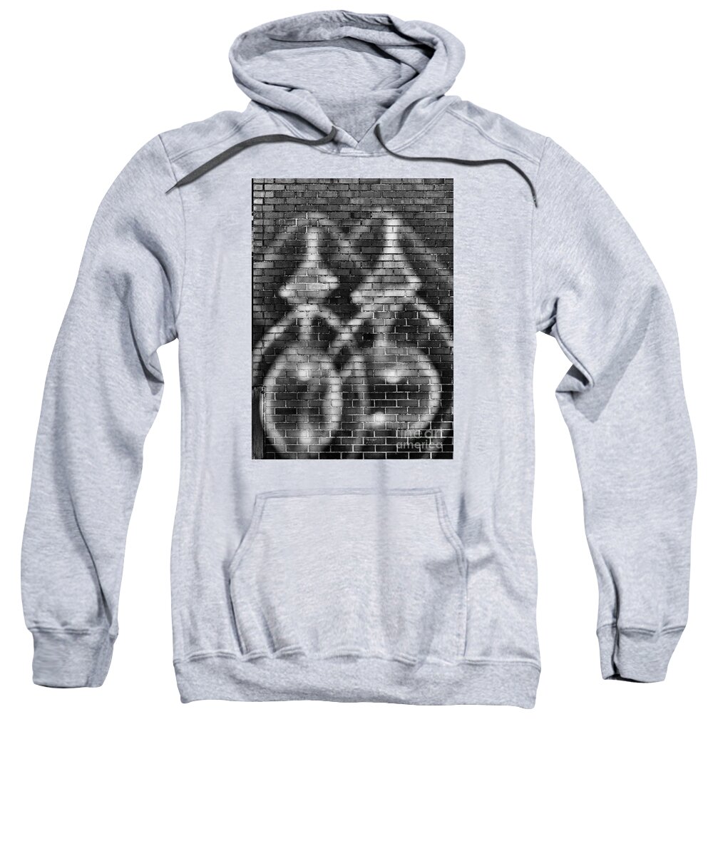Sunlight Reflection Abstract Black White Monochrome Sweatshirt featuring the photograph Sunlight on Brick 7379 by Ken DePue