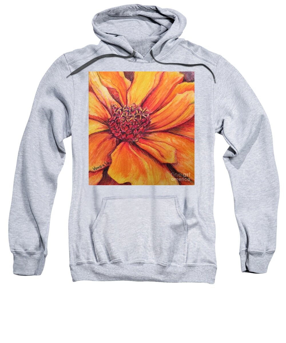 Macro Sweatshirt featuring the drawing Sunny Perspective by Vonda Lawson-Rosa