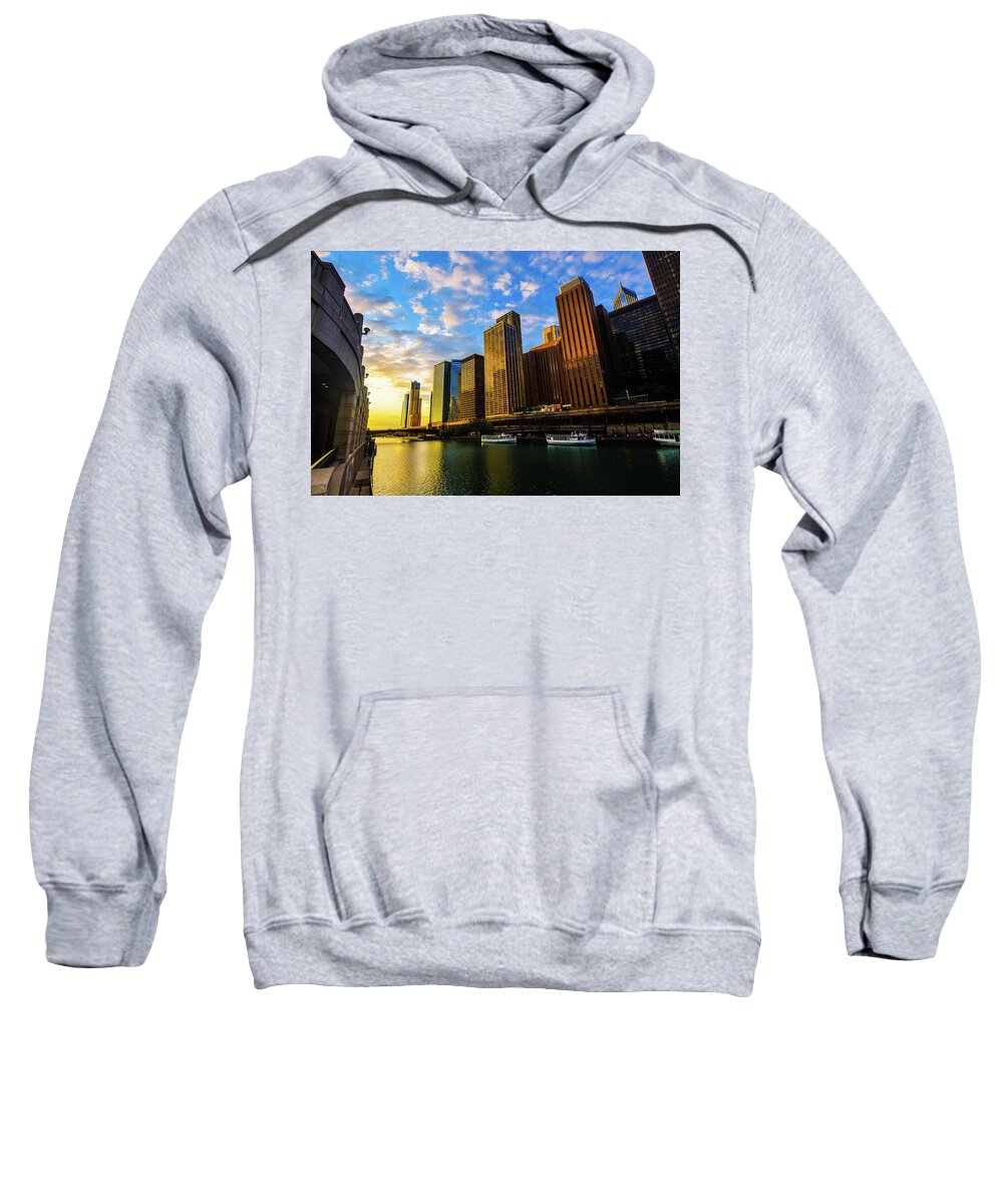 Chicago Sweatshirt featuring the photograph Sunrise at Navy Pier by D Justin Johns