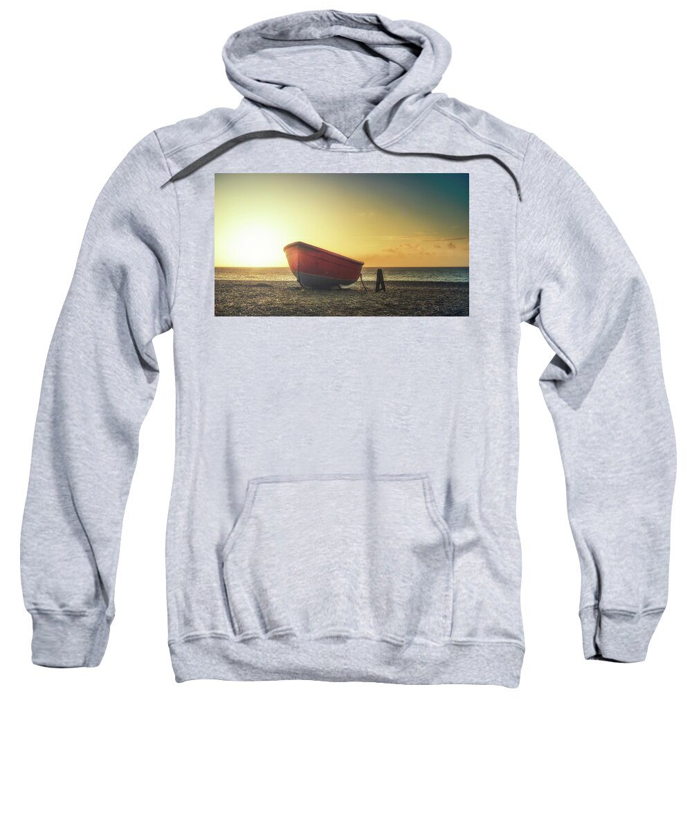 Beach Sweatshirt featuring the photograph Sunrise boat by James Billings