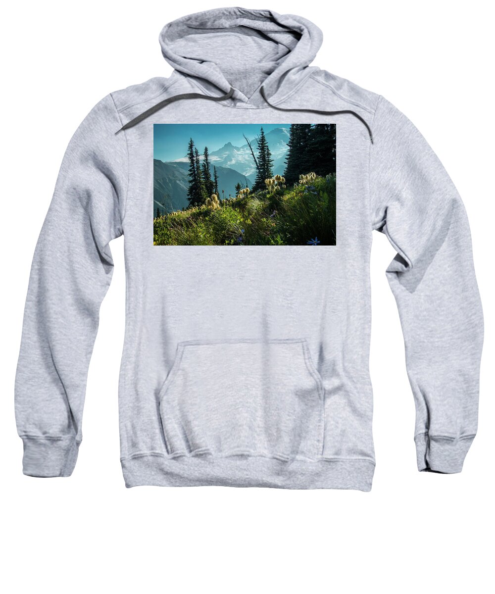 Mt Rainier Sweatshirt featuring the photograph Sunrise Heaven by Doug Scrima